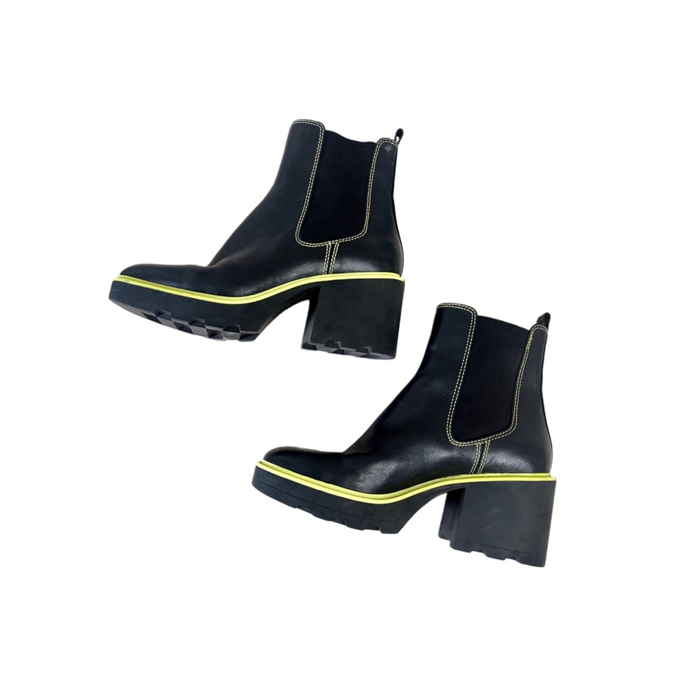 MK Michael Kors Stylish Black and Yellow Heeled Boots 7.5